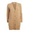 Max Mara Twisted Knitted Cashmere Wool Cardigan In Beige