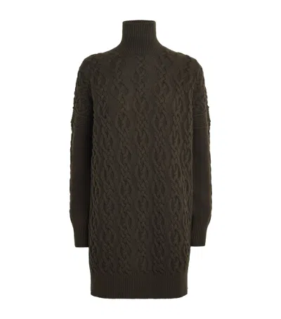 Max Mara Wool-cashmere Cable-knit Mini Dress In Burgundy