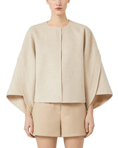Max Mara Wool Cashmere Cropped Coat In Sand