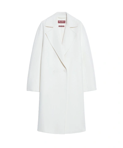 Max Mara Wool Cashmere Double-breasted Coat In White