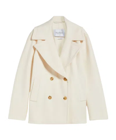 Max Mara Wool Cashmere Double-breasted Coat In White