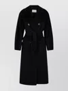 Max Mara Double-breasted Coat With Belt Coats Blue In Black