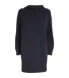 Max Mara Wool-cashmere Hooded Mini Dress In Navy