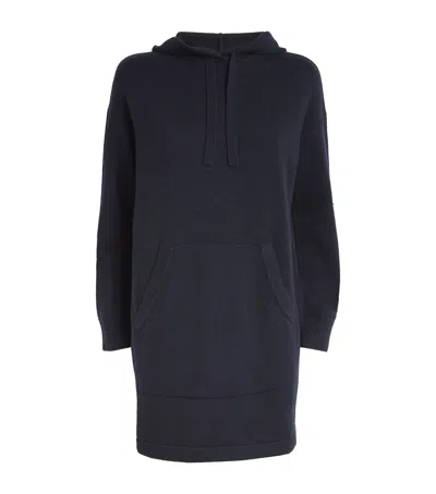 Max Mara Wool-cashmere Hooded Mini Dress In Navy
