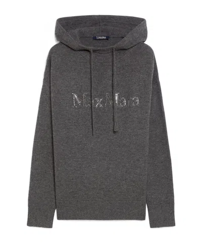Max Mara Wool Cashmere Hoodie In Black