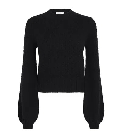 Max Mara Wool-cashmere Jacquard Sweater In Black