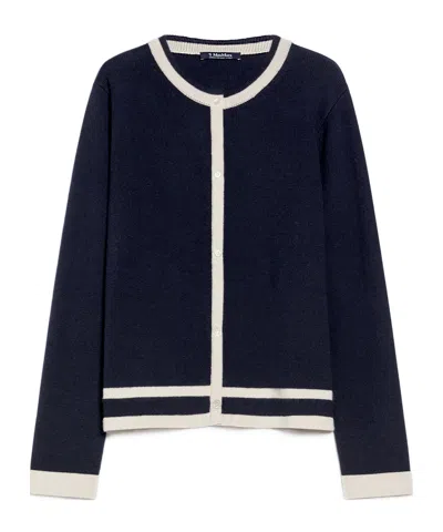 Max Mara Wool Cashmere Knitted Cardigan In Black