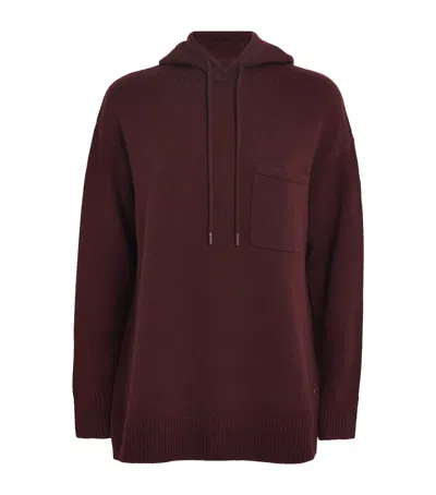 Max Mara Wool-cashmere Knitted Hoodie In Red