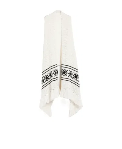 Max Mara Wool Cashmere Knitted Shawl In White