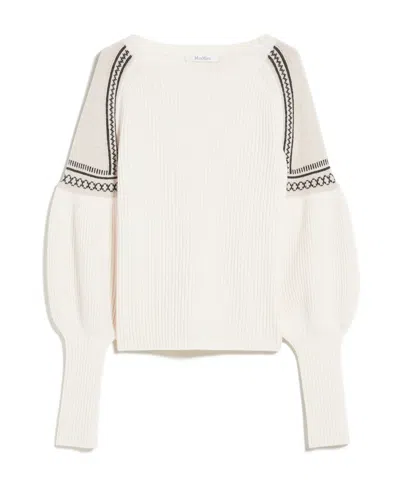 Max Mara Wool Cashmere Knitted Sweater In White