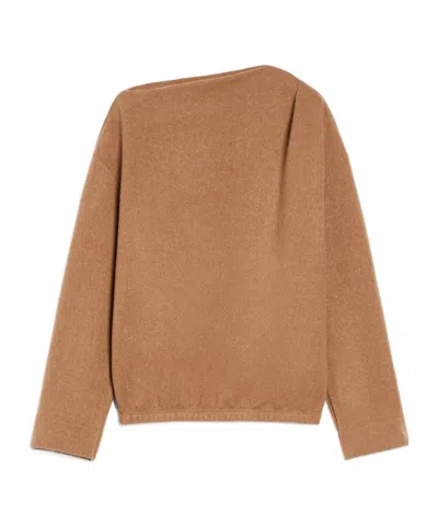 Max Mara Wool Cashmere Knitted Sweatshirt In Camel