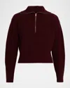 Max Mara Wool-cashmere Quarter-zip Sweater In Burgundy
