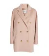 Max Mara Wool Double-breasted Coat In Pink