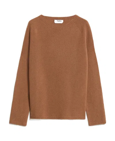 Max Mara Wool Cashmere Round Neck Sweater In Brown