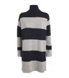 Max Mara Wool-cashmere Striped Mini Dress In Navy