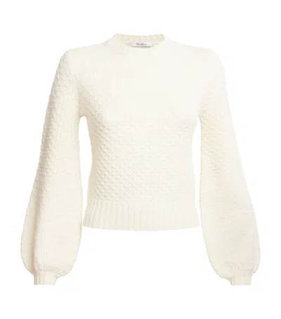 Max Mara Elvira Knit Crop Sweater In White
