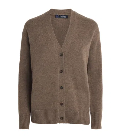 Max Mara Wool-cashmere V-neck Cardigan In Brown