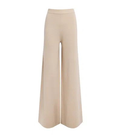 Max Mara Wool-cashmere Wide-leg Knitted Trousers In Neutral