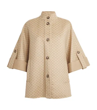 Max Mara Marina Logo Reversible Cape In Beige