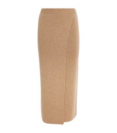 Max Mara Lvr Exclusive Wool Blend Knit Midi Skirt In Brown