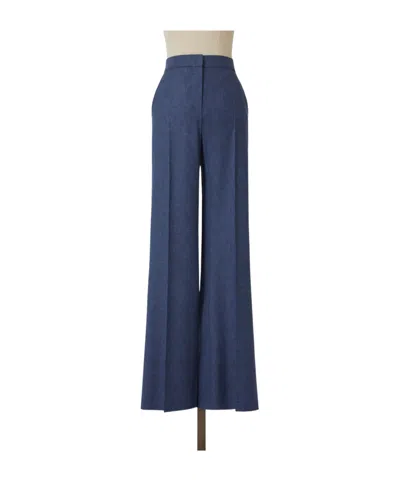 Max Mara Wool Casual Pants In Blue