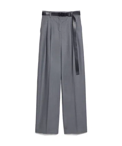 Max Mara Wool Casual Pants In Gray