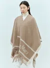Max Mara Hilde Logo Jacquard Wool Poncho In Brown