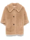 Max Mara Relaxed Silhouette Camel Coat With Oversized Sleeves In Beige