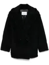 Max Mara Black Teddy Coat In Alpaca And Black Wool In Black