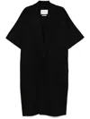 Max Mara Wool Cape Sleeve Coat With Wide Lapels In Black