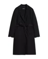Max Mara Wool Long-sleeved Lapel Coat In Black