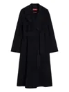 Max Mara Long Virgin Wool Coat With Pointed Collar In Blue