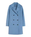 Max Mara Wool Broadcloth Midi Coat In Blue