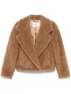 Max Mara Collared Long-sleeved Teddy Coat In Brown