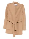 Max Mara Belted Cardigan Jacket Pockets In Brown