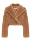 Max Mara Santos 2-in-1 Crop Vest In Teddy Fabric In Brown