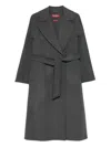 Max Mara Notched-collar Belted Coat In Gray