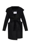 Max Mara Rialto Hooded Camel Coat In Black