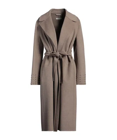 Max Mara Wool Coat With Belt In Brown