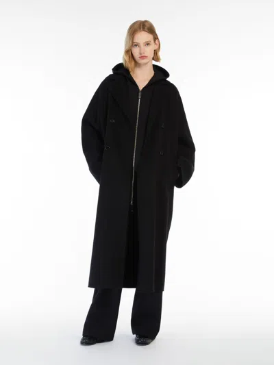 Max Mara Wool Coat With Buttons In Black