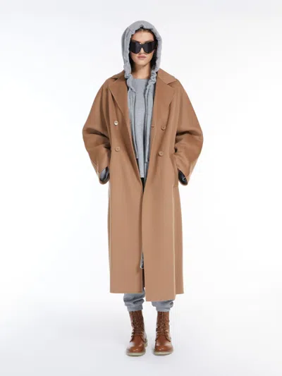 Max Mara Wool Coat With Buttons In Brown