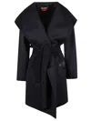 Max Mara Wool Coat With Dramatic Shawl Collar In Black