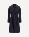 Max Mara Studio Wool With Peak Lapels Coat In Blue