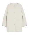 Max Mara Wool Cocoon-shaped Medium And Long Coat In Pearl Grey