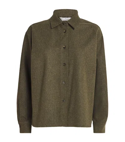 Max Mara Wool Collared Cardigan In Green