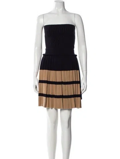 Pre-owned Max Mara Wool Colorblock Pattern Skirt Set In Blue