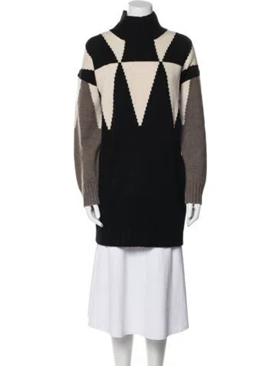 Pre-owned Max Mara Wool Colorblock Pattern Sweater In Black