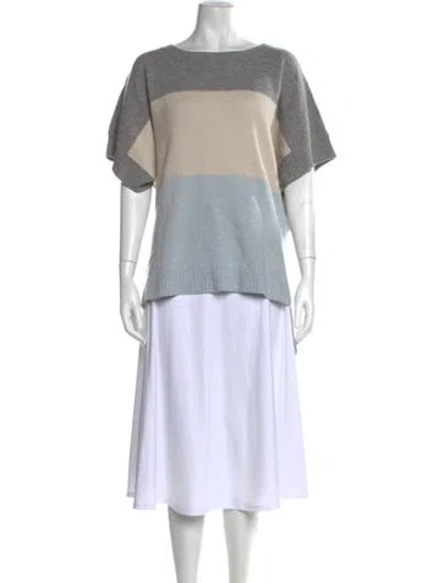 Pre-owned Max Mara Wool Colorblock Pattern Sweater In Blue
