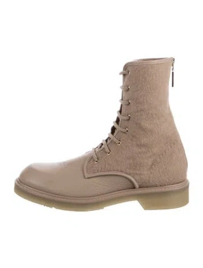 Pre-owned Max Mara Wool Combat Boots In Neutral
