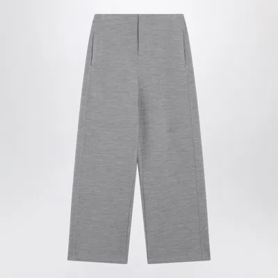 Max Mara Wool-cotton Blend Trousers In Gray